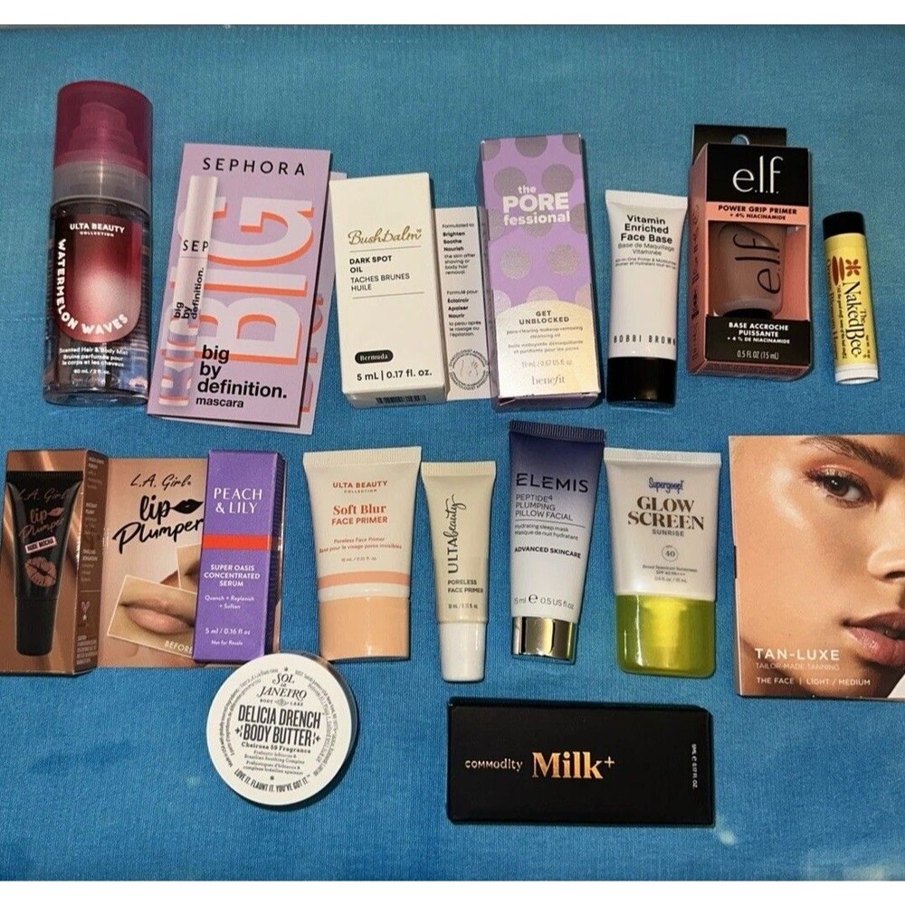 Lot Of 16 Luxe Beauty/Skincare Travel And Minis- Peach & Lily, Supergoop, Ulta